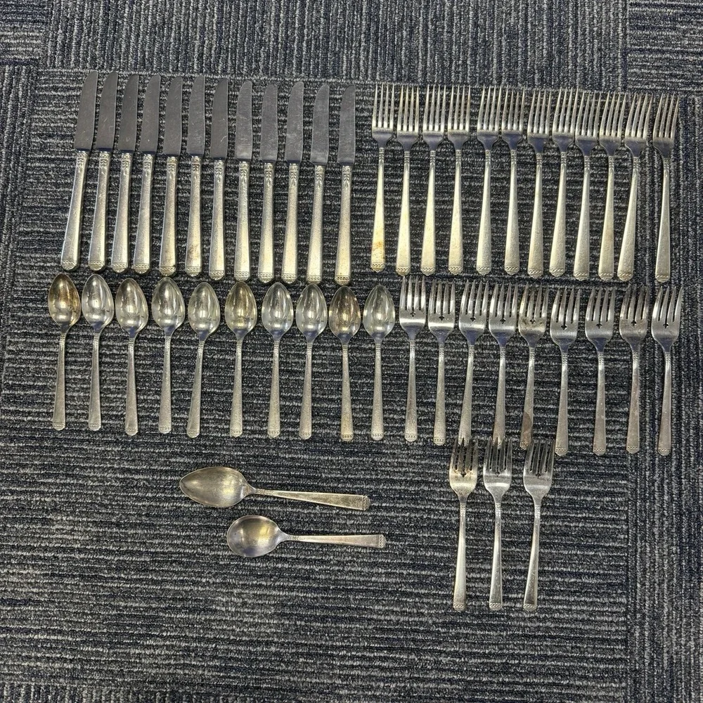 48 Pcs Oneida Surf Club Silver Plate 1881 Rogers Ltd Silverware Flatware Vintage